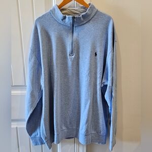 POLO Ralph Lauren BIG & TALL 1/4 Zip Pullover 3XLT. Light Blue